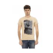 Elegante Beige Ronde Hals Tee met Stijlvolle Print Trussardi , Beige ,...