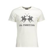 Knisperend Wit Katoenen T-Shirt met Ronde Hals La Martina , White , He...