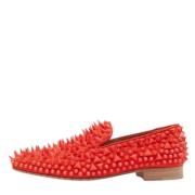 Pre-owned Suede flats Christian Louboutin Pre-owned , Red , Dames