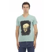 Elegant kortemouw V-hals T-shirt Trussardi , Green , Heren