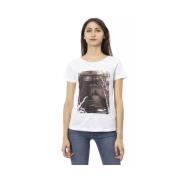 Stijlvol wit katoenmix T-shirt met frontprint Trussardi , White , Here...