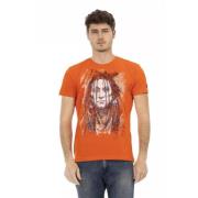 Stijlvol Oranje T-shirt met Korte Mouwen en Frontprint Trussardi , Ora...