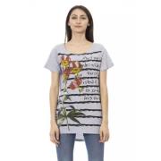 Chique Grijs Ronde Hals Tee met Unieke Print Trussardi , Gray , Dames