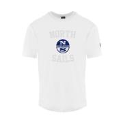 Wit Katoenen T-Shirt met Frontprint North Sails , White , Heren