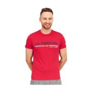 Rosa Katoen Jersey Frontprint T-Shirt La Martina , Red , Heren