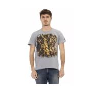 Stijlvol grijs T-shirt met korte mouwen en unieke print Trussardi , Gr...