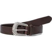 Bruin Leren Riem met Gestreepte Gesp Legend , Brown , Dames