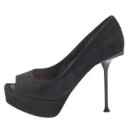 Pre-owned Suede heels Sergio Rossi Pre-owned , Black , Dames