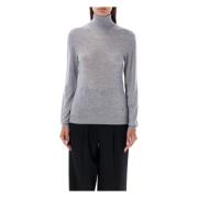 Grijze Gebreide Hoge Hals Trui Aw24 Saint Laurent , Gray , Dames