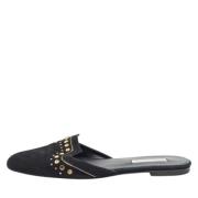 Pre-owned Suede flats Oscar De La Renta Pre-owned , Black , Dames