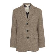 Bruin Tweed Mix Jas Klassieke Stijl Part Two , Brown , Dames