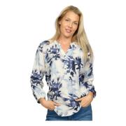 Blauwe Dorte Ea Blouse met Patroon 2-Biz , Multicolor , Dames