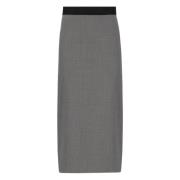 Grijze Wollen Rok met Elastische Taille Msgm , Gray , Dames