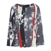 Dramatisch Print Viscose Blouse Fukinsei Bitte Kai Rand , Multicolor ,...