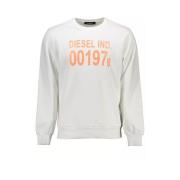 Katoenen bedrukt sweatshirt met logo Diesel , White , Heren