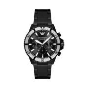 Elegant chronograafmodel in zwart staal Emporio Armani , Black , Unise...