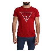 Rood Katoenen T-Shirt - Dagelijkse Must-have Guess , Red , Heren