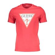 Rood Bio-Katoenen T-shirt met Logo Guess , Red , Heren