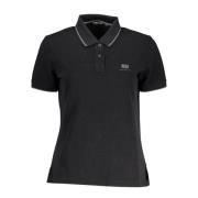 Elegant zwart poloshirt met borduurwerk Napapijri , Black , Dames