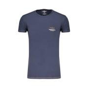 Blauw Katoenen T-shirt met Print Aeronautica Militare , Blue , Heren