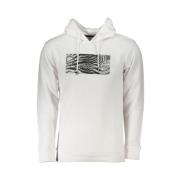 Wit Geborsteld Logo Hoodie Sweatshirt Cavalli Class , White , Heren