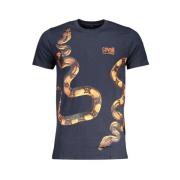 Blauw Katoen Print Logo T-Shirt Cavalli Class , Blue , Heren