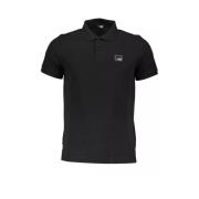 Elegant zwart katoenen poloshirt met signatuurapplicatie Cavalli Class...