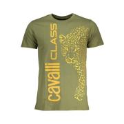 Groen Katoen Logo Print T-Shirt Cavalli Class , Green , Heren