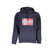 Blauw Katoenen Hoodie met Logoprint Napapijri , Blue , Heren