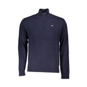 Blauwe Pullover met Halve Rits Napapijri , Blue , Heren