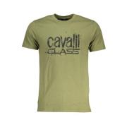 Groen Katoen Logo Print T-Shirt Cavalli Class , Green , Heren