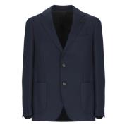 Blauwe Wol Peak Revers Jas Lardini , Blue , Heren