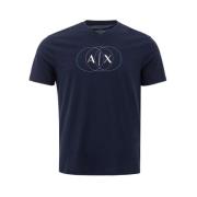 Elegant Blauw Katoenen T-Shirt Mannen Armani Exchange , Blue , Heren