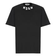 Zwarte Katoenen T-shirt met Logo Msgm , Black , Heren