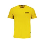 Geel Katoenen Logo Print T-Shirt Napapijri , Yellow , Heren