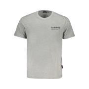 Grijze Katoenen Logo Print T-Shirt Napapijri , Gray , Heren