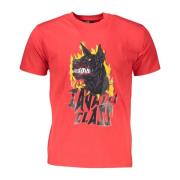 Rode Katoenen Tee met Handtekening Print Cavalli Class , Red , Heren