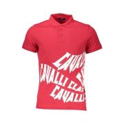 Elegant Roze Katoenen Polo Shirt Cavalli Class , Red , Heren