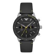 Elegante Chronograaf Leren Horloge Emporio Armani , Black , Heren