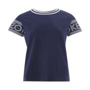 Blauw Katoenen T-Shirt met Contrasterend Logo Kenzo , Blue , Heren