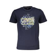 Blauw Katoen Logo Print T-Shirt Cavalli Class , Blue , Heren