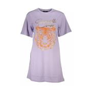 Elegante Paarse Korte Mouw Tee Cavalli Class , Purple , Dames