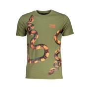 Groene Katoenen Logo Print T-shirt Cavalli Class , Green , Heren