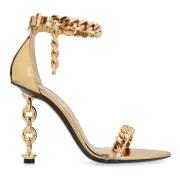 Goudkleurige sculpturale hak sandalen Tom Ford , Yellow , Dames