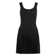 Gebreide Jurk met Rhinestones Applicatie Versace , Black , Dames