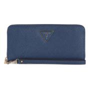 Portemonnee met Saffiano-effect en Rits Guess , Blue , Dames