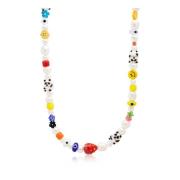 Mens Panda Pearl Choker with Assorted Beads Nialaya , Yellow , Heren