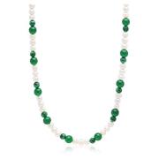 Pearl Choker with Green Aventurine and Malachite Nialaya , Yellow , He...