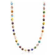 Mens Pearl Necklace with Hand-Painted Glass Beads Nialaya , Gray , Her...