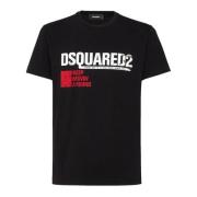 Zwart T-shirt met Logo Print Dsquared2 , Black , Heren